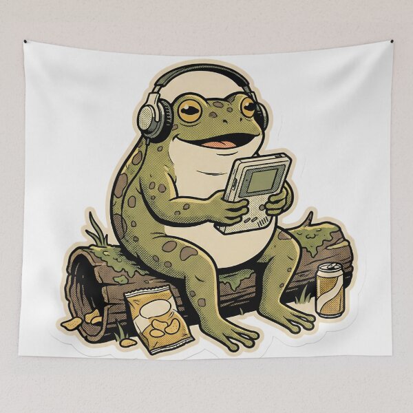 Item preview, Retro Gamer Toad Cozy Handheld Console Funny Goblincore designed and sold by StickyGuys.