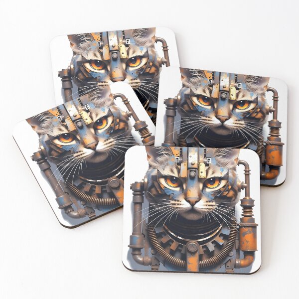 Item preview, usty Industrial Steampunk Tabby Cat Portrait designed and sold by Rostislav Bouda.