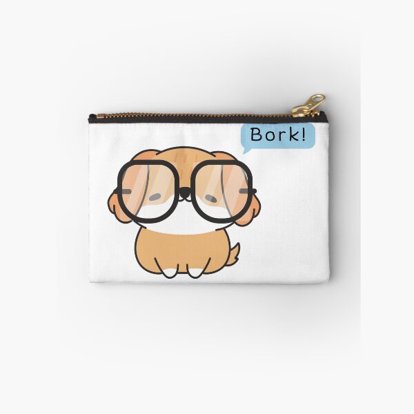 Item preview, Cute Corgi Sticker – Nerdy Cartoon Dog with Glasses Saying “Bork!” Funny Puppy Art designed and sold by EJRdesign.
