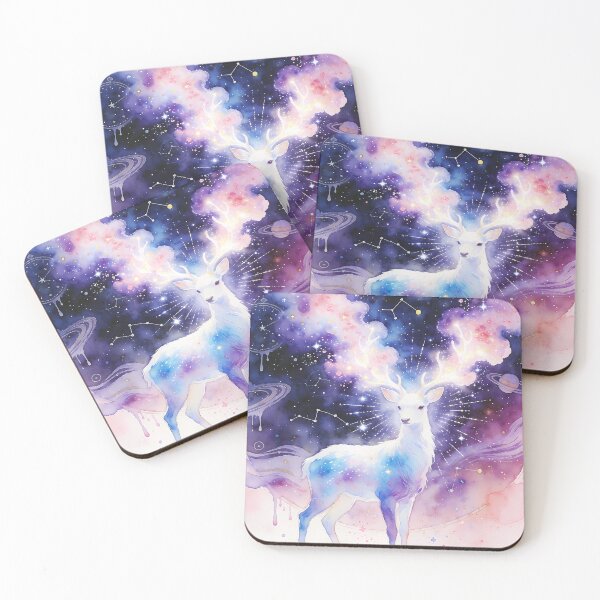 Item preview, Celestial Deer Watercolor Art – Cosmic Spirit Animal designed and sold by soulfulpalette.