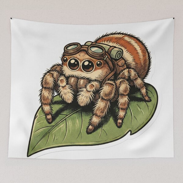 Item preview, Retro Comic Jumping Spider Cute Fuzzy Arachnid Explorer designed and sold by StickyGuys.