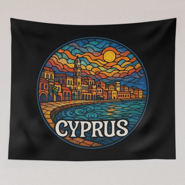 Item preview, Cyprus Country Island Stained Glass Travel designed and sold by TomFrontierArt.
