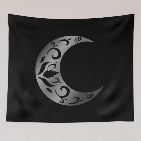 Item preview, Gray Ornamental Crescent Moon Minimal Art designed and sold by NNAANN.