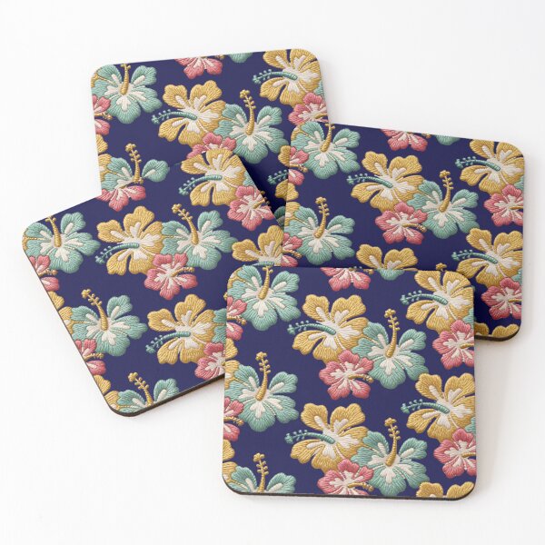 Item preview, Illustration of Tricolor Embroidered Hibiscus Flowers designed and sold by Ciervo Primavera.