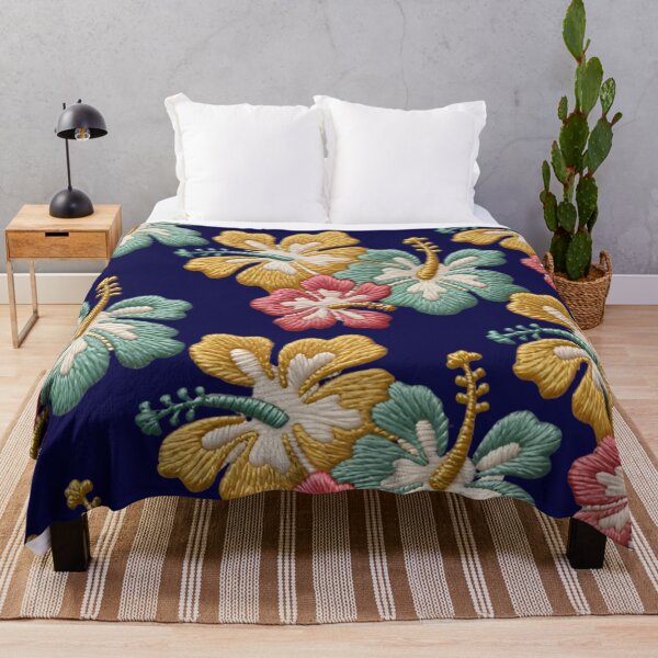 Item preview, Illustration of Tricolor Embroidered Hibiscus Flowers designed and sold by Ciervo Primavera.