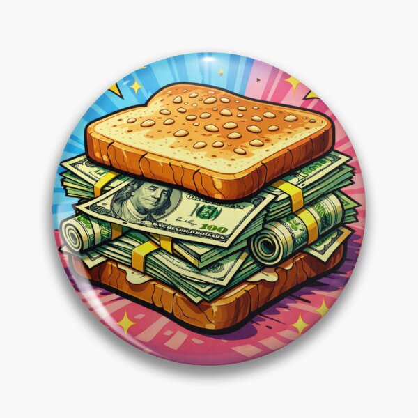 Item preview, Retro Dollar Money Sandwich – 90s Pop Art Cash Stack Illustration for Wealth Lovers designed and sold by digitalbitcraft.