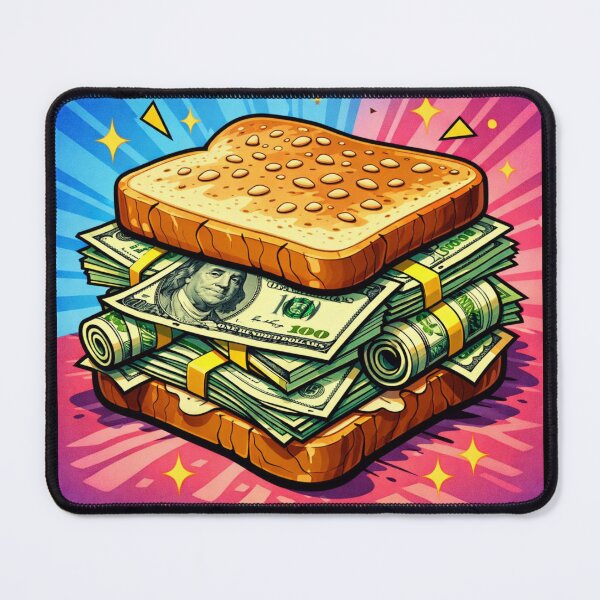 Item preview, Retro Dollar Money Sandwich – 90s Pop Art Cash Stack Illustration for Wealth Lovers designed and sold by digitalbitcraft.