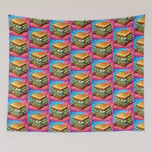 Item preview, Retro Dollar Money Sandwich – 90s Pop Art Cash Stack Illustration for Wealth Lovers designed and sold by digitalbitcraft.