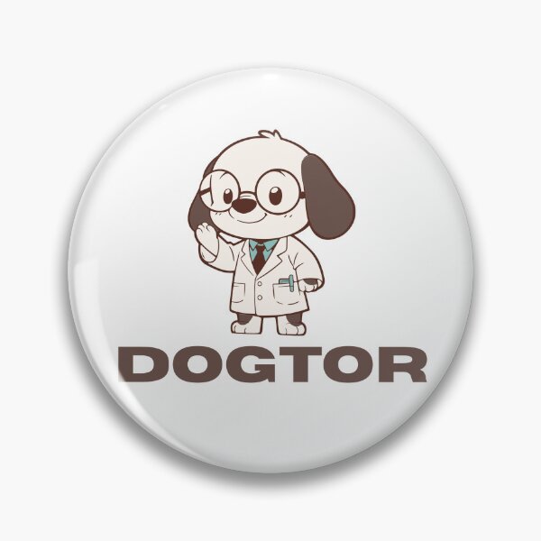 Item preview, Funny Dogtor Sticker – Dog in Doctor Coat “Dogtor” Cute Pun Cartoon Art designed and sold by EJRdesign.