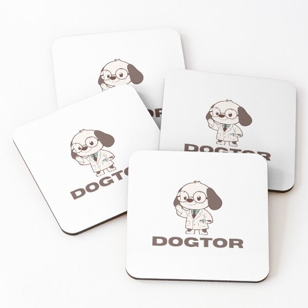 Item preview, Funny Dogtor Sticker – Dog in Doctor Coat “Dogtor” Cute Pun Cartoon Art designed and sold by EJRdesign.