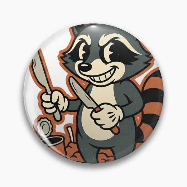 Item preview, Retro Cartoon Raccoon with Knife Chaos Core Trash Panda Vintage Style designed and sold by StickyGuys.