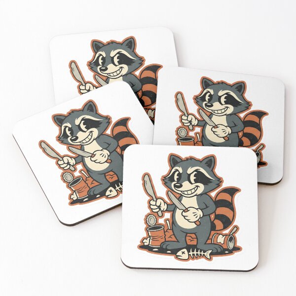 Item preview, Retro Cartoon Raccoon with Knife Chaos Core Trash Panda Vintage Style designed and sold by StickyGuys.