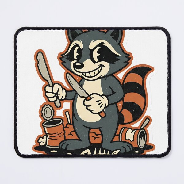 Item preview, Retro Cartoon Raccoon with Knife Chaos Core Trash Panda Vintage Style designed and sold by StickyGuys.