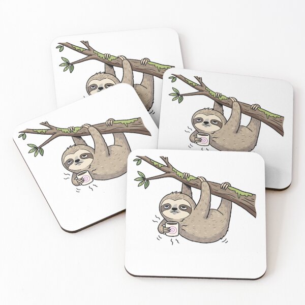 Item preview, Sleepy Sloth With Coffee – Funny Morning Mood Illustration designed and sold by Senkov.