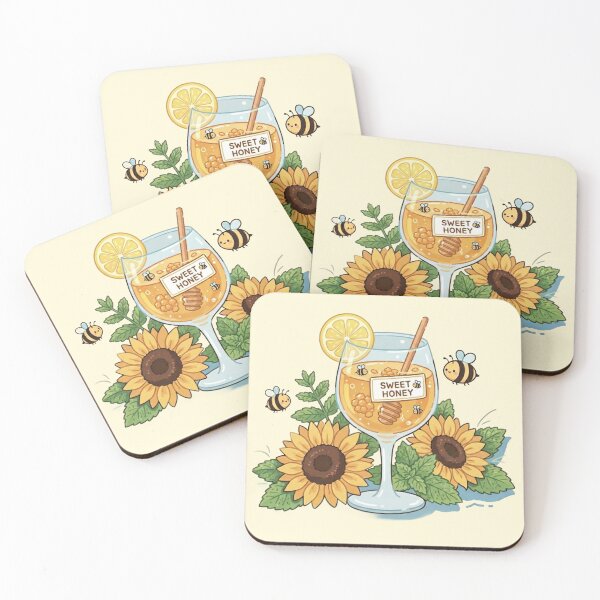 Item preview, Sweet Honey Bee Lemonade with Sunflowers - Kawaii Cottagecore Art designed and sold by Mochi-Glitch.