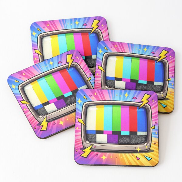 Item preview, Colorful Retro TV Test Screen – 90s SMPTE Color Bars Pop Art, nostalgia for childhood designed and sold by digitalbitcraft.