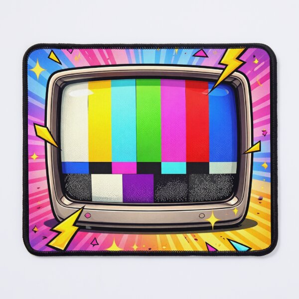 Item preview, Colorful Retro TV Test Screen – 90s SMPTE Color Bars Pop Art, nostalgia for childhood designed and sold by digitalbitcraft.