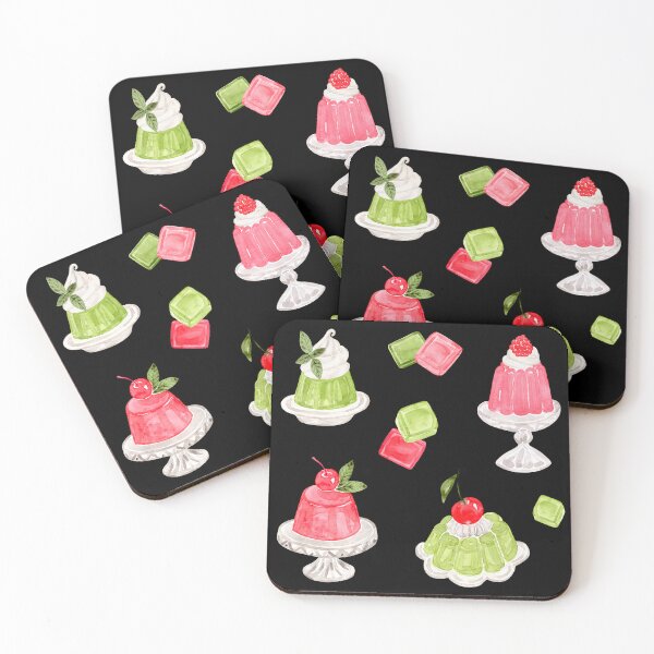 Item preview, Pink and Green Jelly Desserts in Watercolor designed and sold by andrebalest.art.