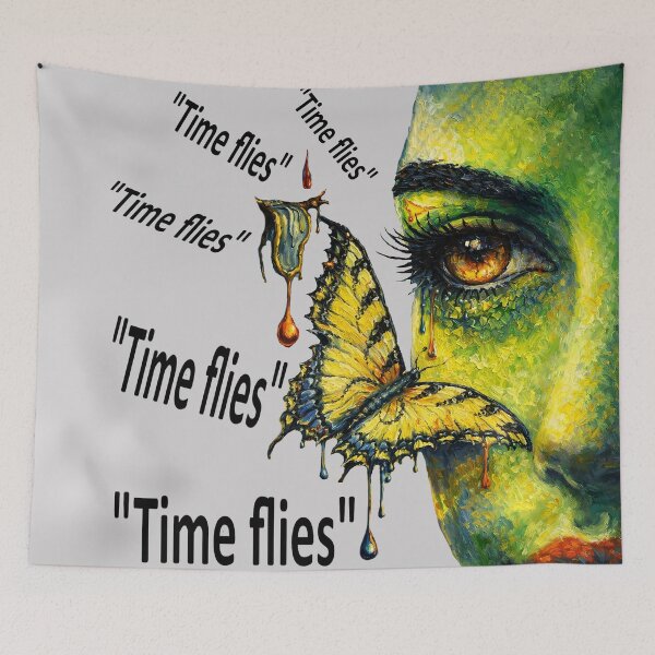 Item preview, Time flies. Woman green face surreal art designed and sold by Natart1004.