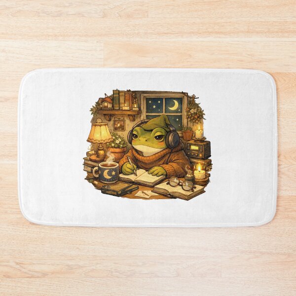 Item preview, Cozy Lo-Fi Study Frog Aesthetic – Late Night Focus, Cottagecore Desk Vibes designed and sold by PopPizzazz.