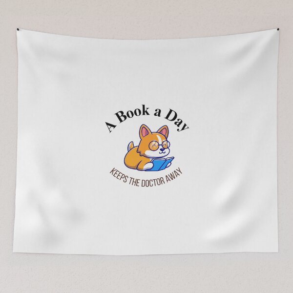 Item preview, Cute Corgi Sticker – Bookish Dog with Glasses “A Book a Day Keeps the Doctor Away” designed and sold by EJRdesign.