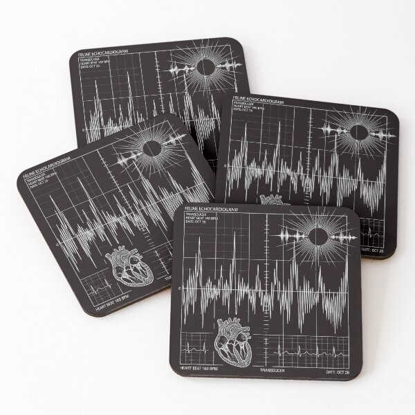 Item preview, Feline Echocardiogram Technical Blueprint | Aesthetic Cat Heart Science designed and sold by Pukisdaizi.