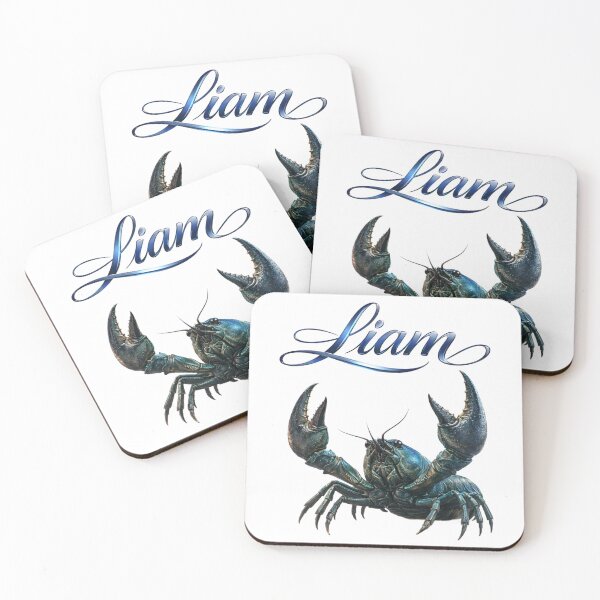 Item preview, Liam Cancer Zodiac Name Blue Crab Design designed and sold by AlexLineArt.
