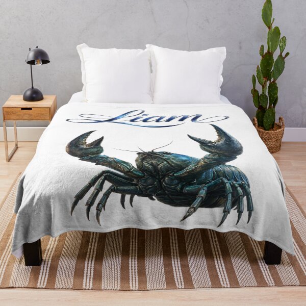 Item preview, Liam Cancer Zodiac Name Blue Crab Design designed and sold by AlexLineArt.