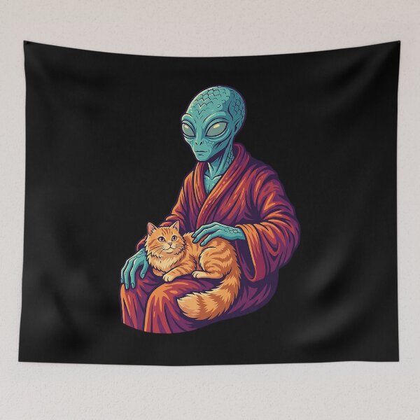 Item preview, Alien with cute cat designed and sold by ReneMM.