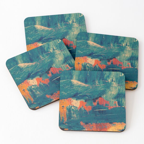 Item preview, Teal & Orange Abstract Painting – Modern Mid-Century Wall Art, Abstract Home Decor designed and sold by Basma Store.