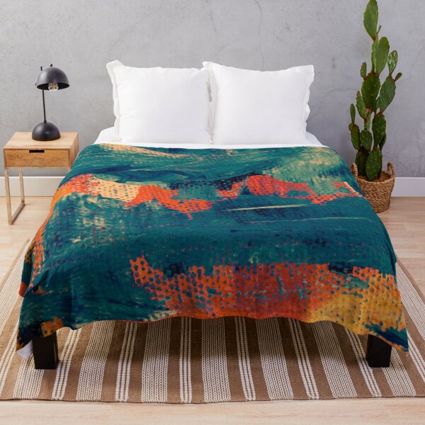 Item preview, Teal & Orange Abstract Painting – Modern Mid-Century Wall Art, Abstract Home Decor designed and sold by Basma Store.