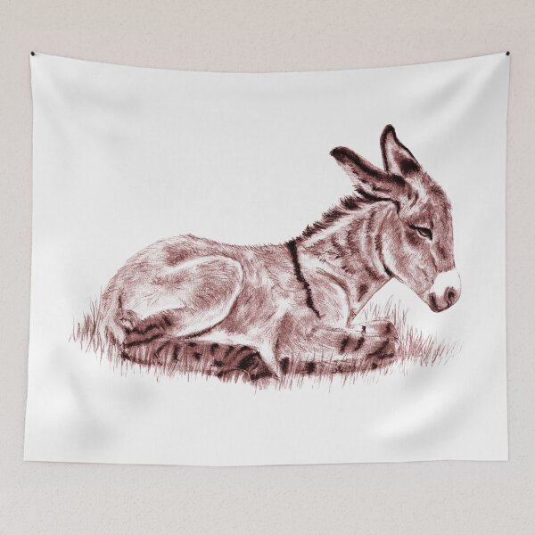Item preview, Drawing of a reclining donkey foal - red-brown coloured version designed and sold by SylvieG18.