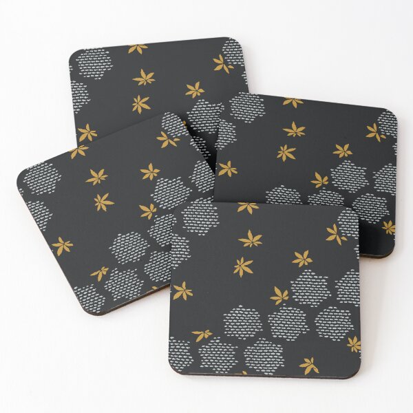 Item preview, Japanese Maple Leaves with Hexagon - seamless vintage pattern designed and sold by Japan Design Prints.