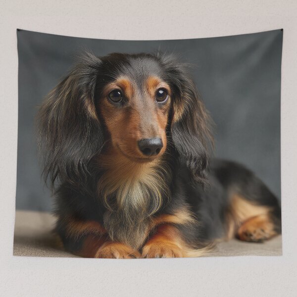 Item preview, Black and Tan Longhaired Dachshund designed and sold by Elisabeth Lucas.