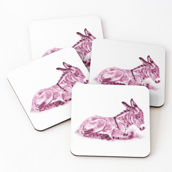 Item preview, Drawing of a lying donkey - pink colorized version designed and sold by SylvieG18.