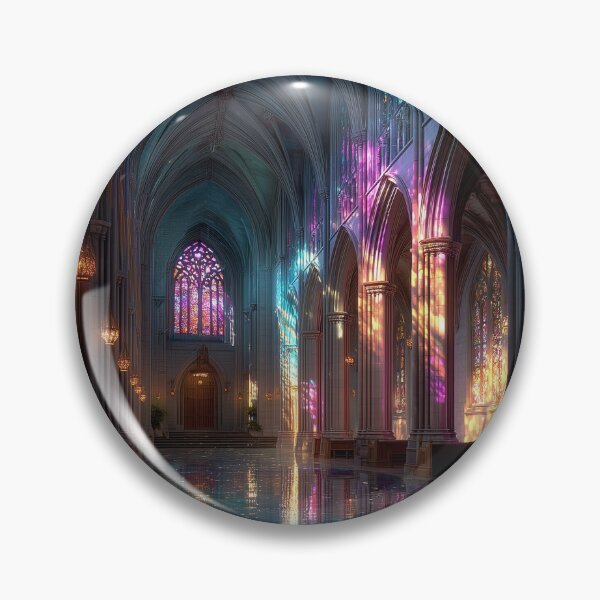 Item preview, Stained Glass Cathedral Interior With Light Reflections Gothic Art designed and sold by ArgentoArt.