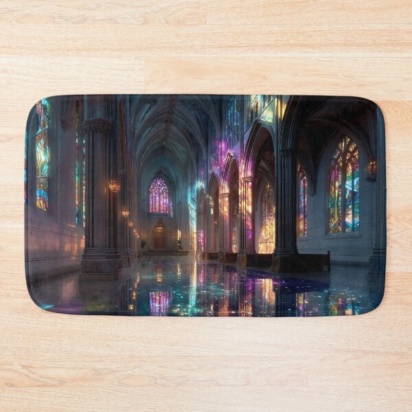Item preview, Stained Glass Cathedral Interior With Light Reflections Gothic Art designed and sold by ArgentoArt.