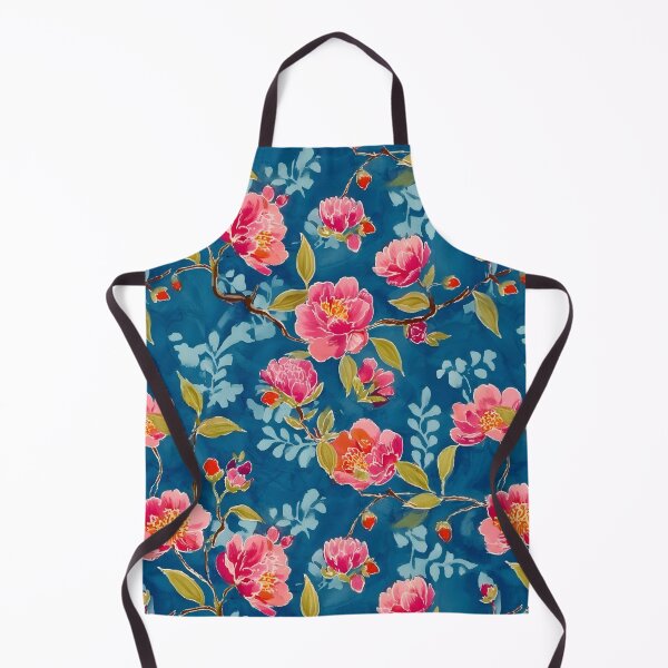 Item preview, Flores chinoiserie preppy sobre acuarela azul verdoso designed and sold by SophieClimaArt.