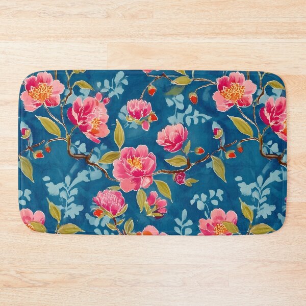 Item preview, Flores chinoiserie preppy sobre acuarela azul verdoso designed and sold by SophieClimaArt.