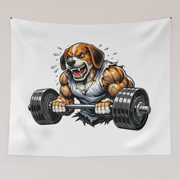 Item preview, Ferocious Beagle Dog Muscles Barbell Curl designed and sold by Primal Pump Co LTD.