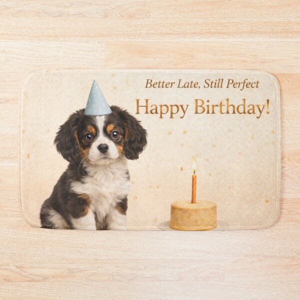 Item preview, Belated Birthday Cavalier Spaniel Puppy Card designed and sold by GivingJoy.