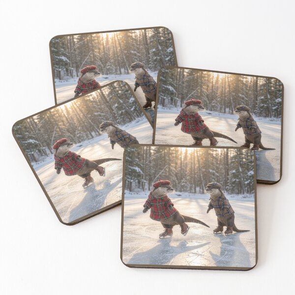 Item preview, Otter Couple Ice Skating at Sunset designed and sold by Tridentulus.