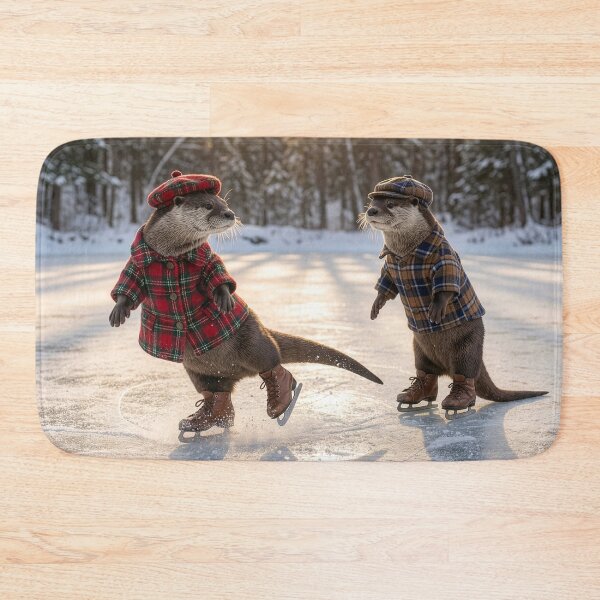 Item preview, Otter Couple Ice Skating at Sunset designed and sold by Tridentulus.