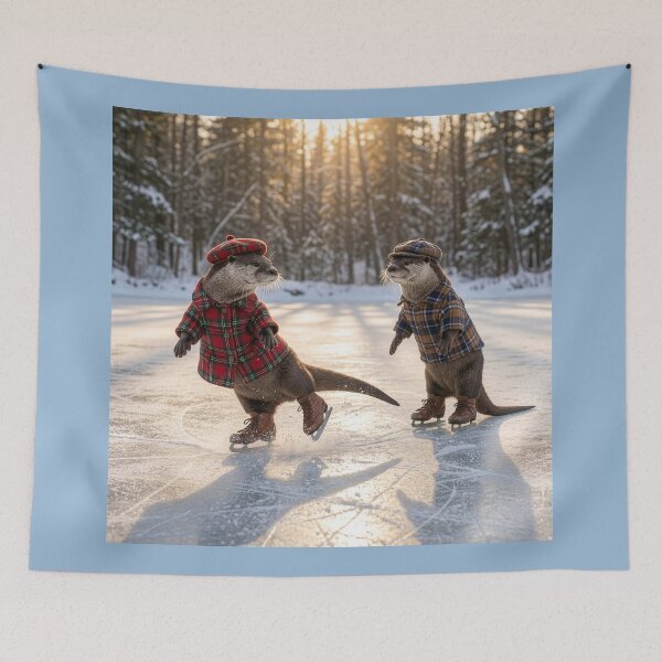 Item preview, Otter Couple Ice Skating at Sunset designed and sold by Tridentulus.