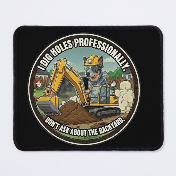 Item preview, Funny Blue Heeler Excavator Gift - I Dig Holes Professionally Dog designed and sold by Pulse & Paws | Pop Culture Tees and Stickers.