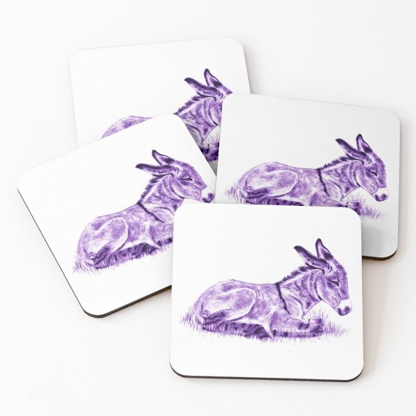 Item preview, Drawing of a lying donkey - colorized purple blue version designed and sold by SylvieG18.