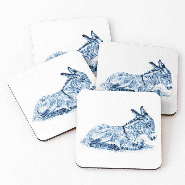 Item preview, Drawing of a lying donkey - blue colorized version designed and sold by SylvieG18.