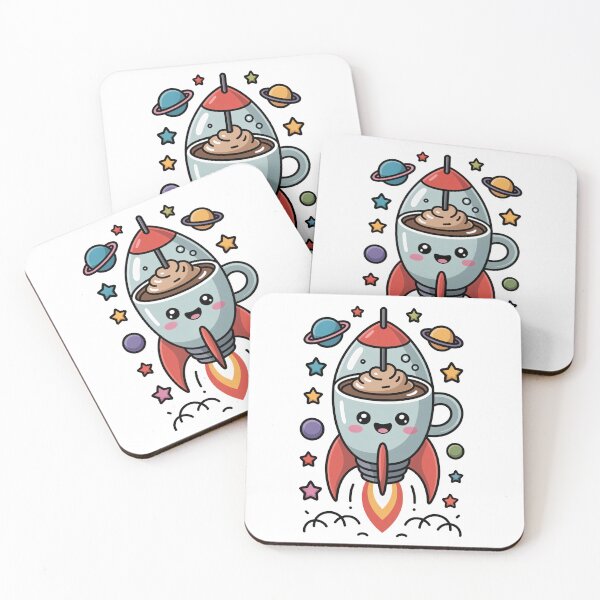 Item preview, Cute Coffee Rocket – Kawaii Space Coffee Art designed and sold by Pluto ⭐️.