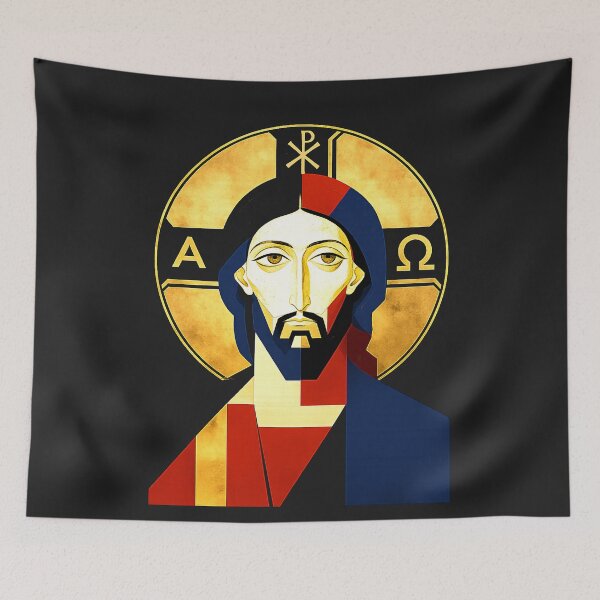 Item preview, Alpha & Omega Modern Icon (Bauhaus Christ Portrait) designed and sold by Sanctum Icons.
