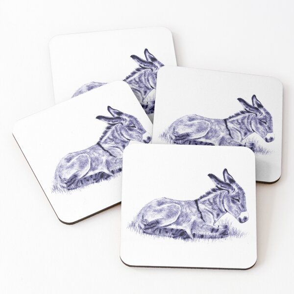 Item preview, Drawing of a reclining donkey foal - navy blue colored version designed and sold by SylvieG18.